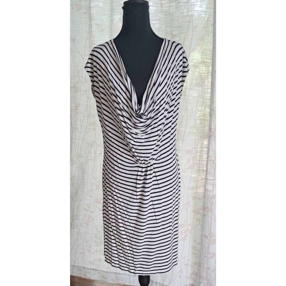 Mango Striped Dress with Cowl Neck